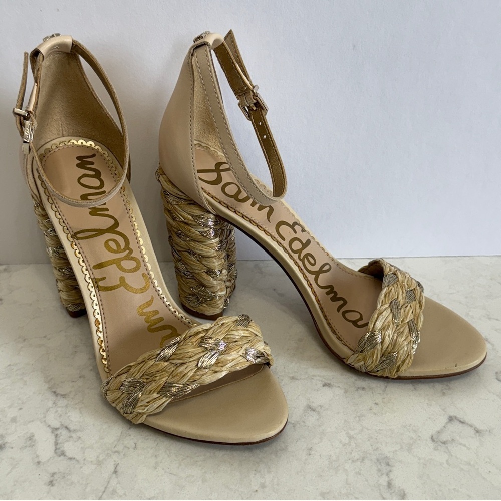 Sam Edelman Yoana Metallic Rafia Sandal - Picture 2 of 13